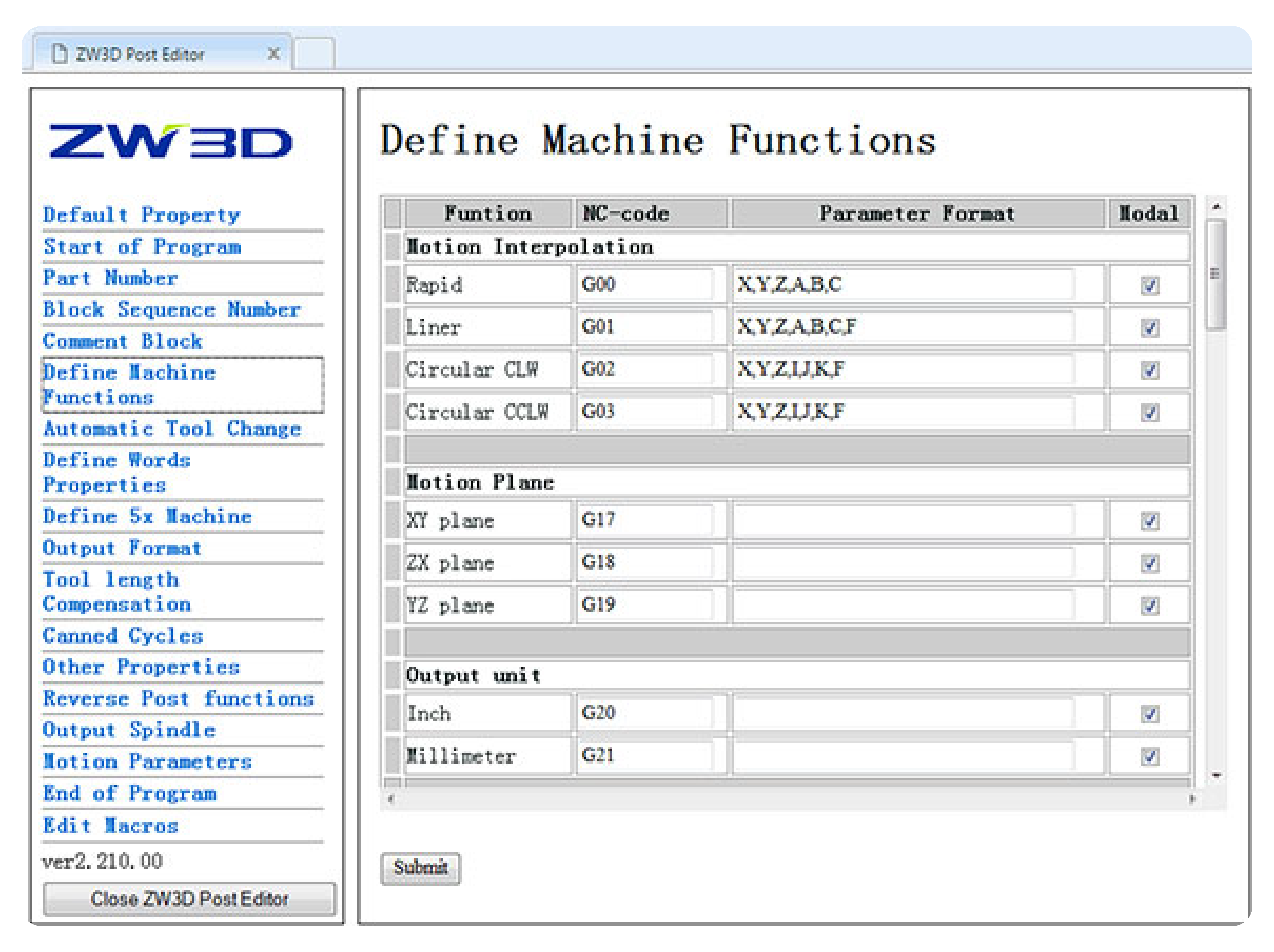 ZW3D CAM Post processor ZW3D CAM Post processor
