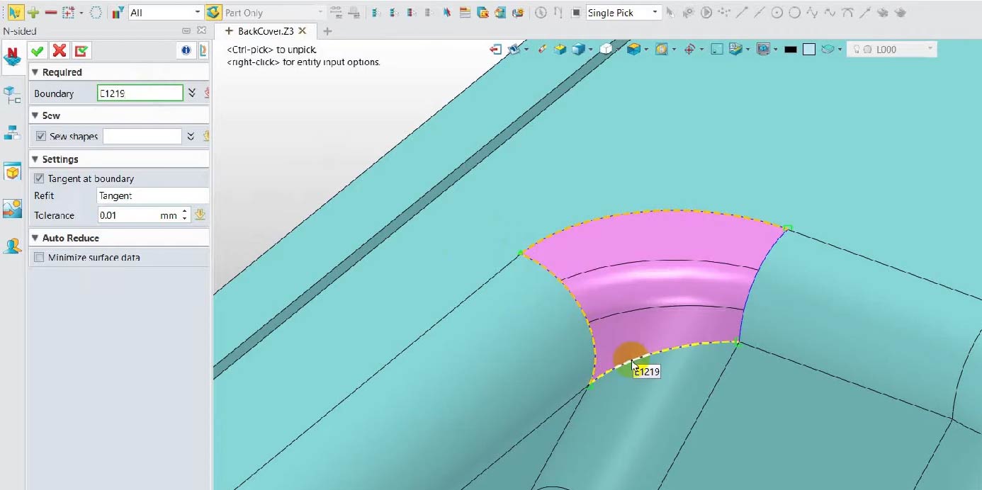 ปิดผิวและซ่อมแซม Surface ใน ZW3D