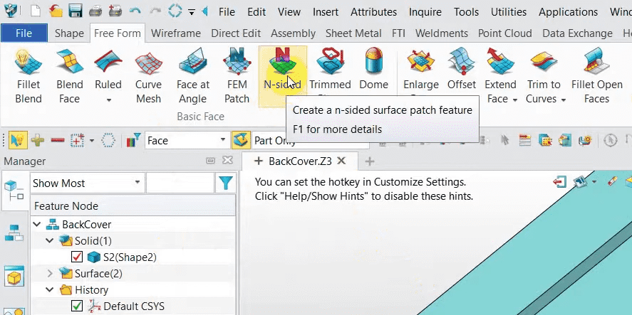 ปิดผิวและซ่อมแซม Surface ใน ZW3D Open N-Sided
