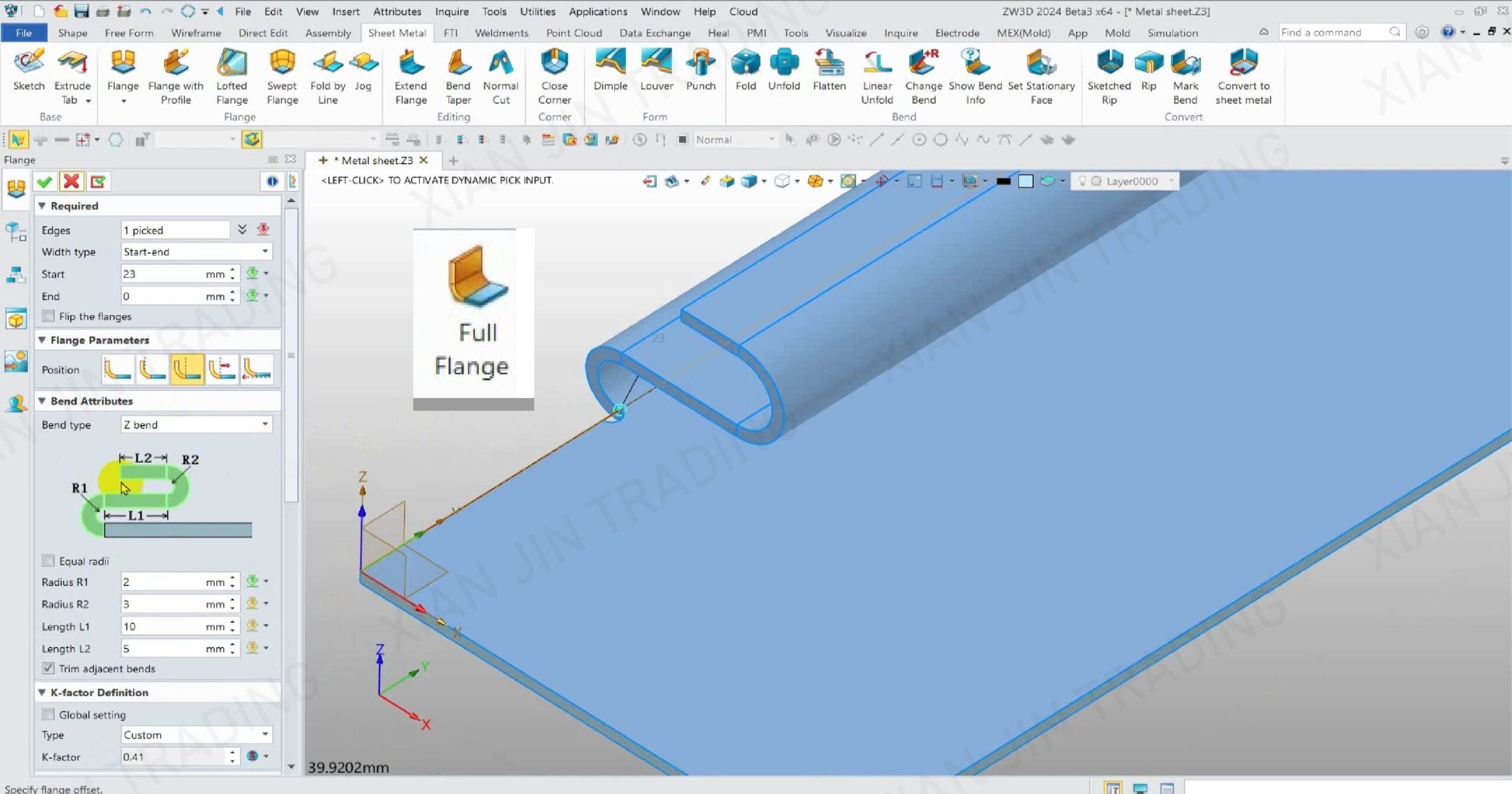 ZW3D Sheet Metal Flange