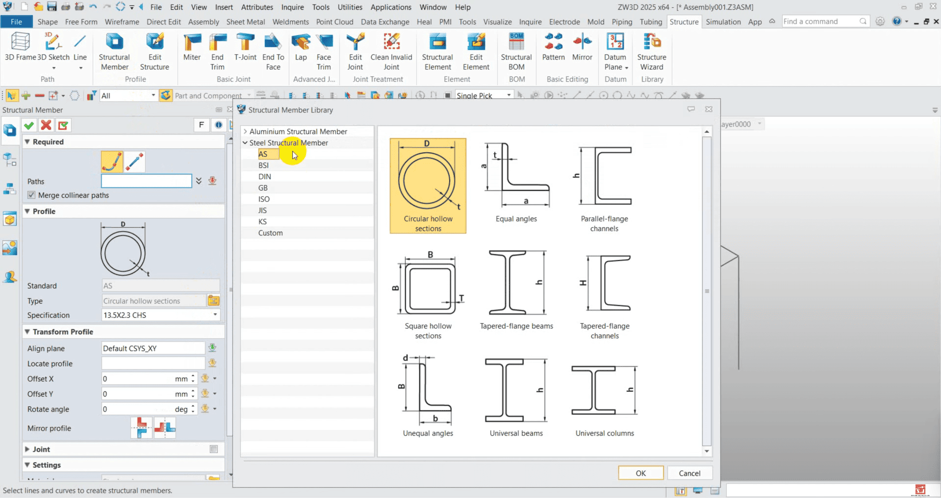 ZW3D Structural Member