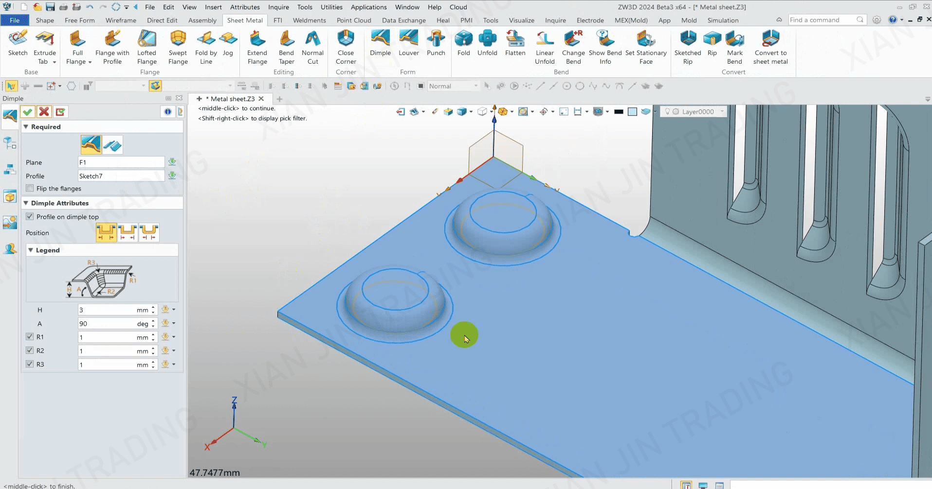 สอนการใช้งาน ZW3D Dimple
