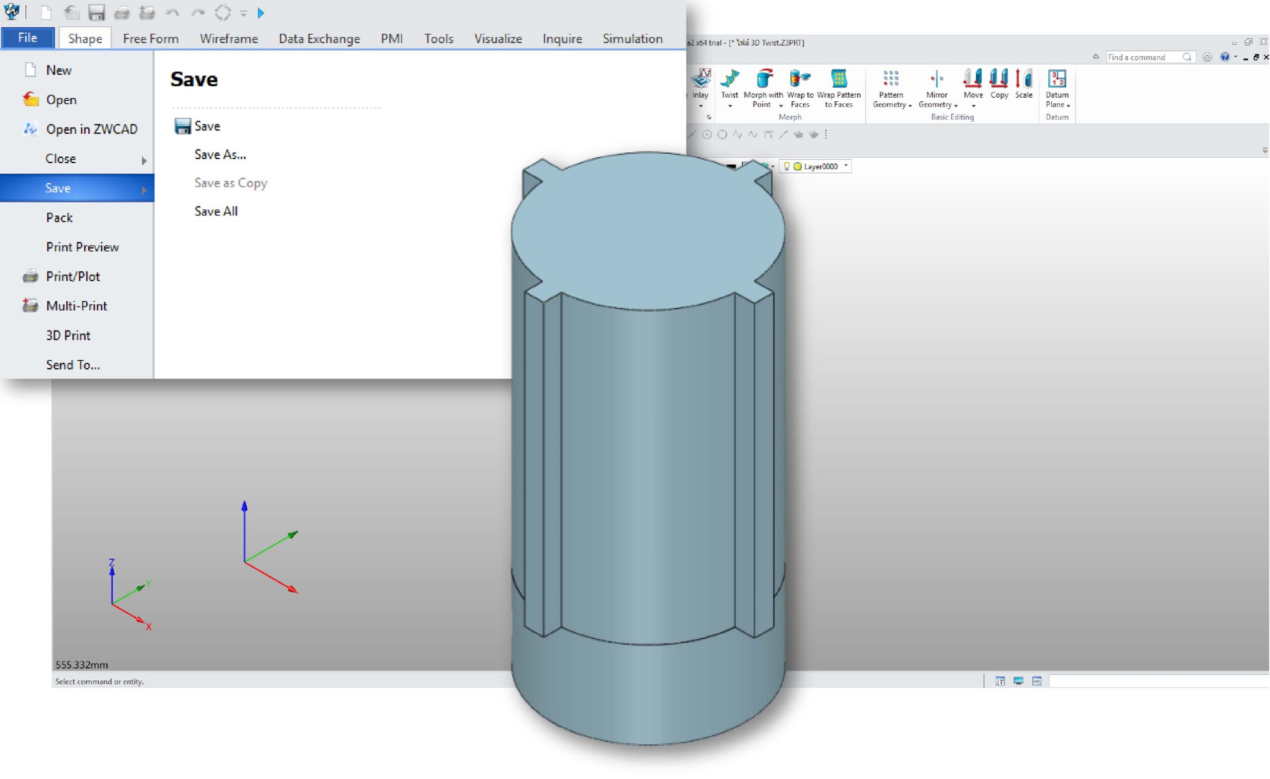 How to apply a spiral deformation to a part How to apply a spiral deformation to a part