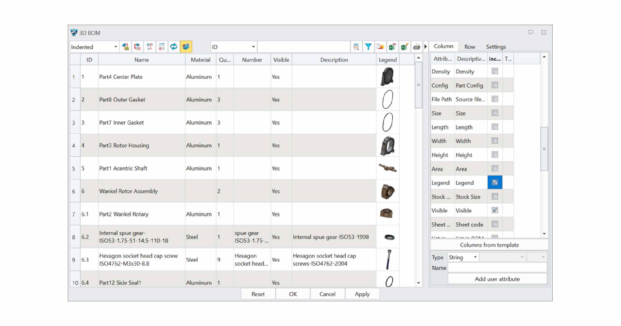 Add Legend Property in 3D BOM