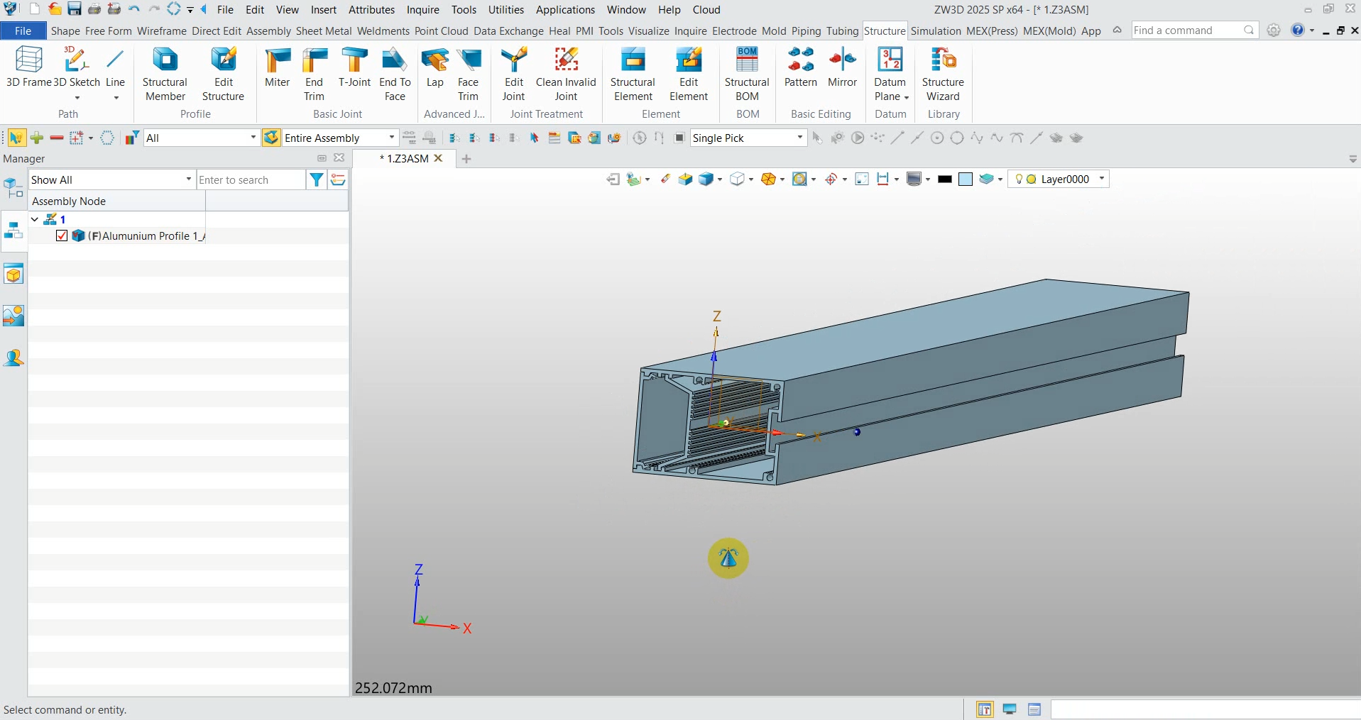 นำโปรไฟล์มาประกอบกับเส้น