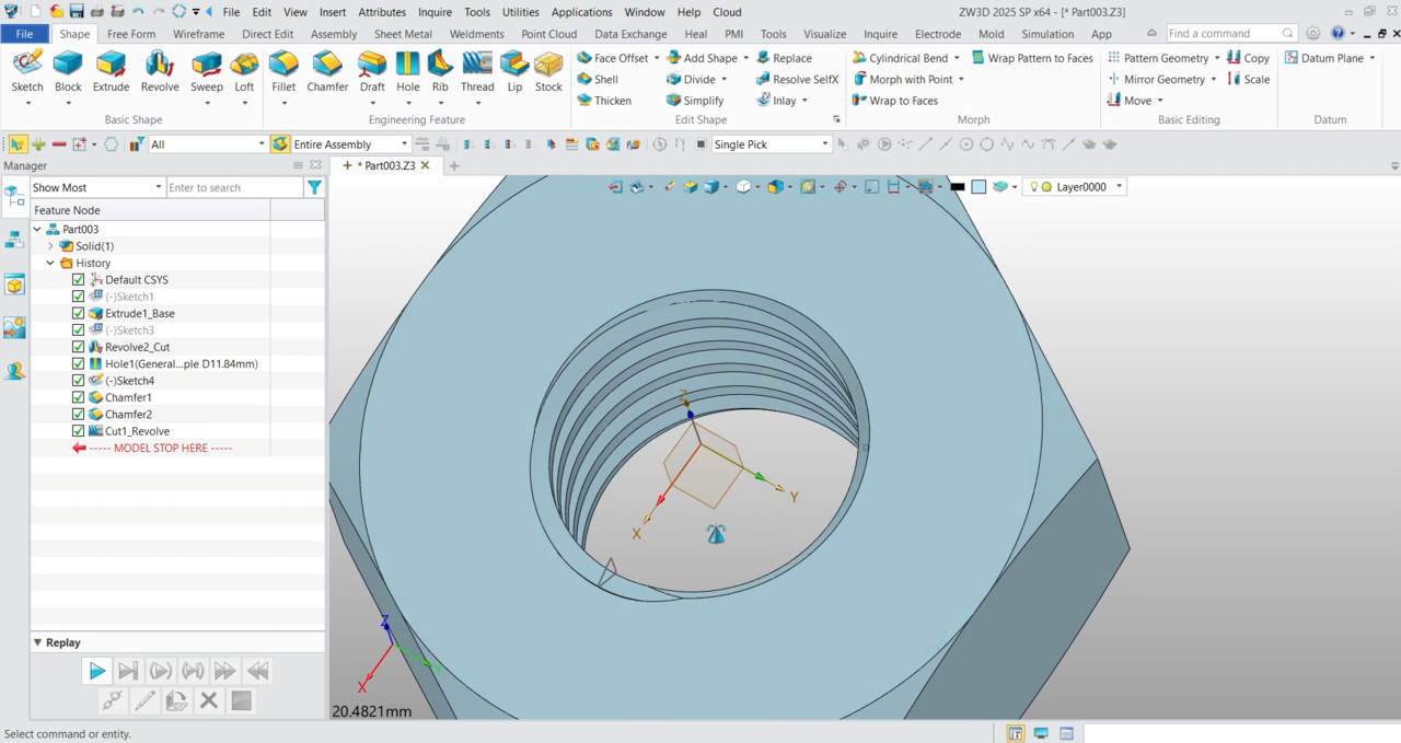 สอน ZW3D การสร้างเกลียวใน 3 มิติ | ประเภทของเกลียวภายในที่สามารถสร้างได้