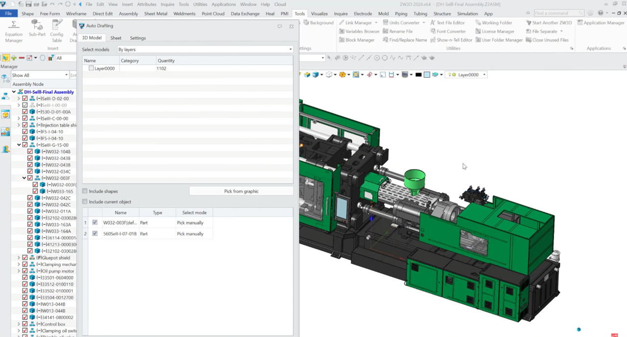 ZW3D 2026 Drawing Efficiency Auto Drafting