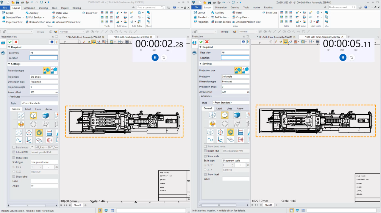 ZW3D 2026 Design Efficiency Improvement | การสร้างมุมมองใน Drawing เร็วขึ้นอย่างชัดเจน