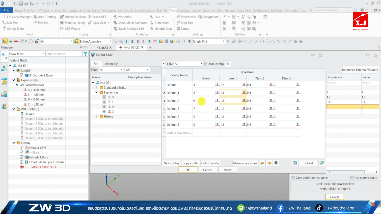 ZW3D Equation & Config Table 01 ZW3D Equation & Config Table 01