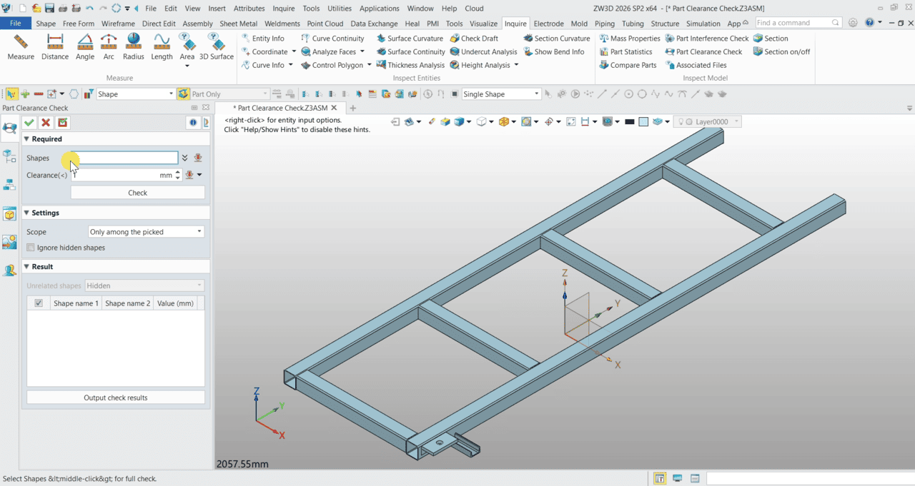  ZW3D 2026 Part Clearance Check - 01