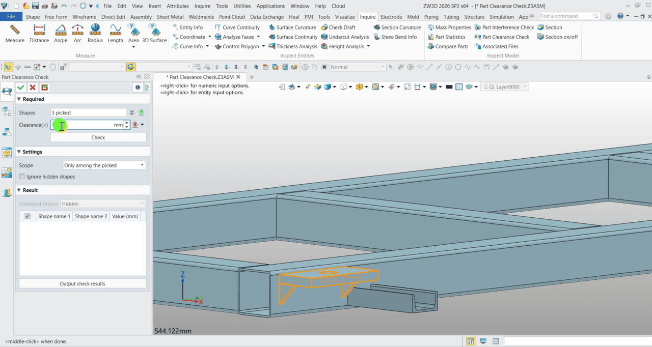  ZW3D 2026 Part Clearance Check - 03