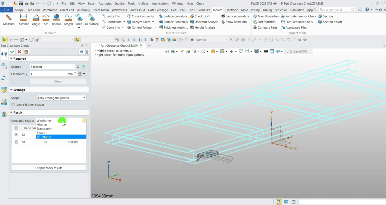  ZW3D 2026 Part Clearance Check - 04