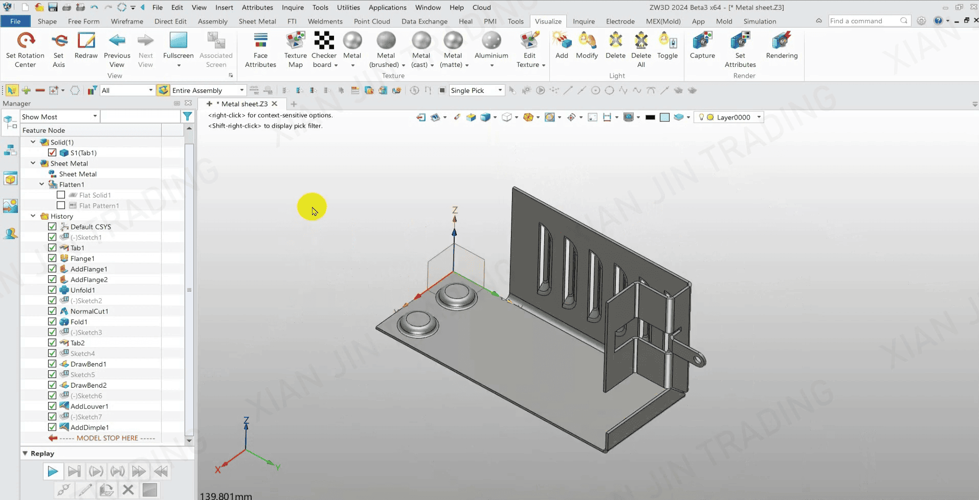 วิธีใช้งาน ZW3D เปลี่ยนสีชิ้นงาน Metal